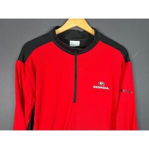 Columbia Mens Large Georgia Bulldogs Quarter Zip Pullover Red Black